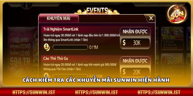 Cách kiểm tra các khuyến mãi Sunwin hiện hành